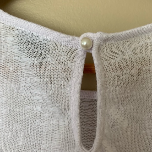 Ecru White Sleeveless Satin Fringe Top Small - Picture 6 of 7